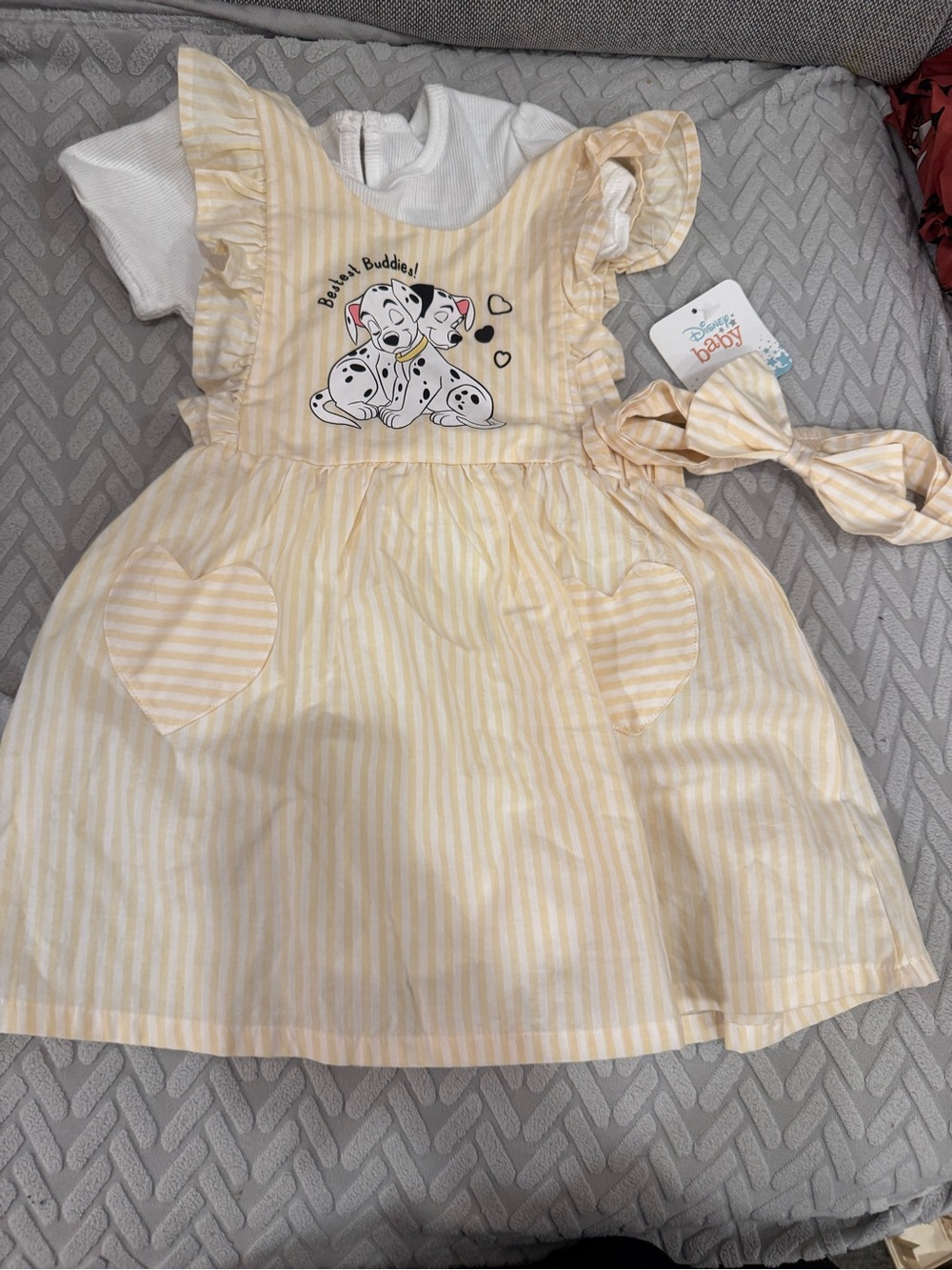 Disney Baby 101 Dalmatian yellow stripe dress size 24 months NWT